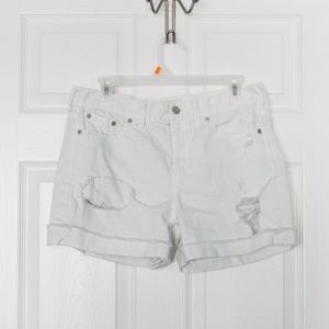 Madewell White Distressed Denim Cutoff Boyshorts